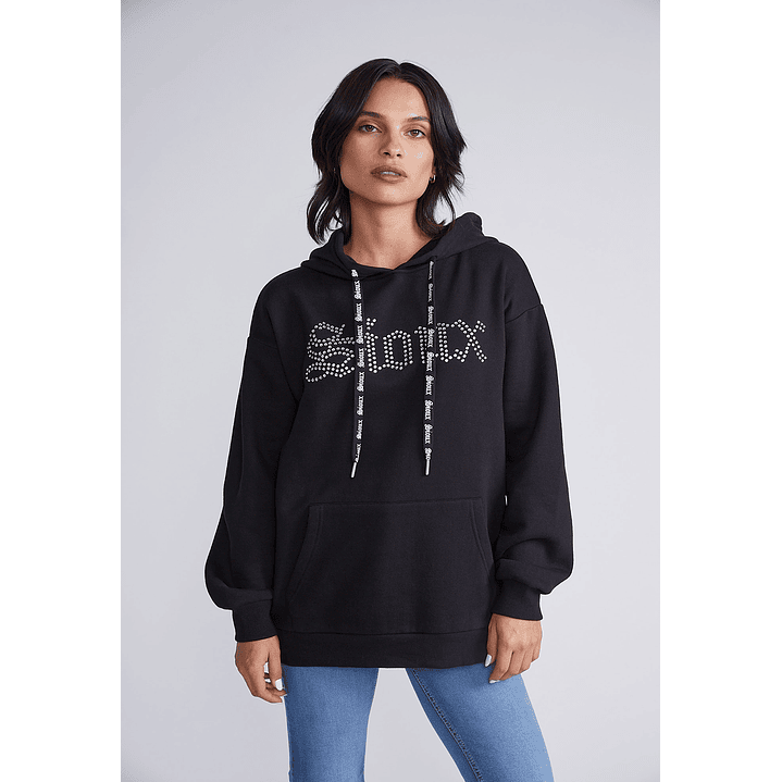 Polerón Canguro Strass Negro Sioux 3