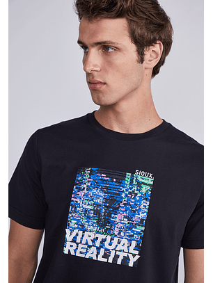 Polera Hombre Negro Visual Reality Sioux