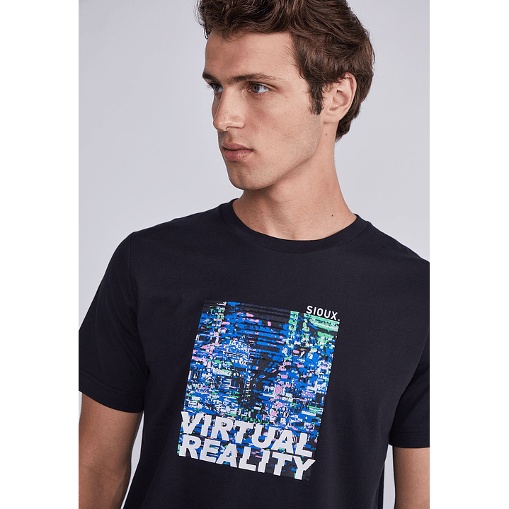 Polera Hombre Negro Visual Reality Sioux 2
