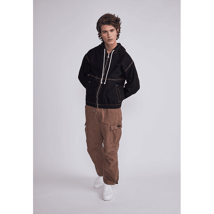 Chaqueta Hombre Negro Liviana Gabardina Hilo Sioux 4