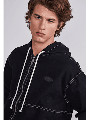 Chaqueta Hombre Negro Liviana Gabardina Hilo Sioux