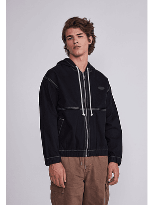 Chaqueta Hombre Negro Liviana Gabardina Hilo Sioux