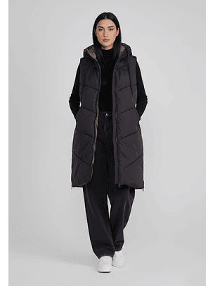 Parka Mujer Negro Larga Sin Mangas Sioux