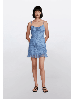 Vestido Mujer Corto Mesh Azul Sioux