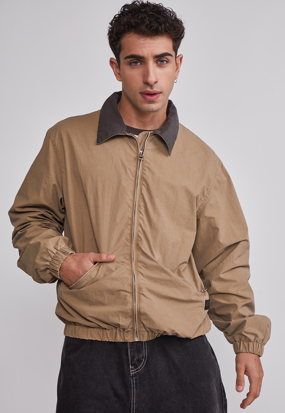 Chaqueta Hombre Cuello Contraste Café Sioux 1