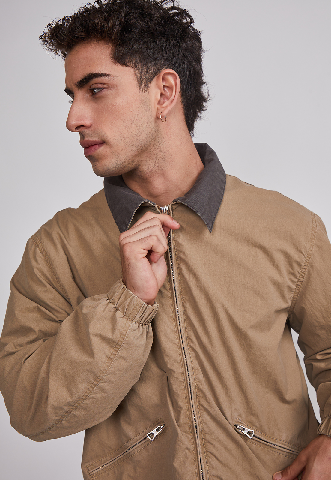 Chaqueta Hombre Cuello Contraste Café Sioux 5