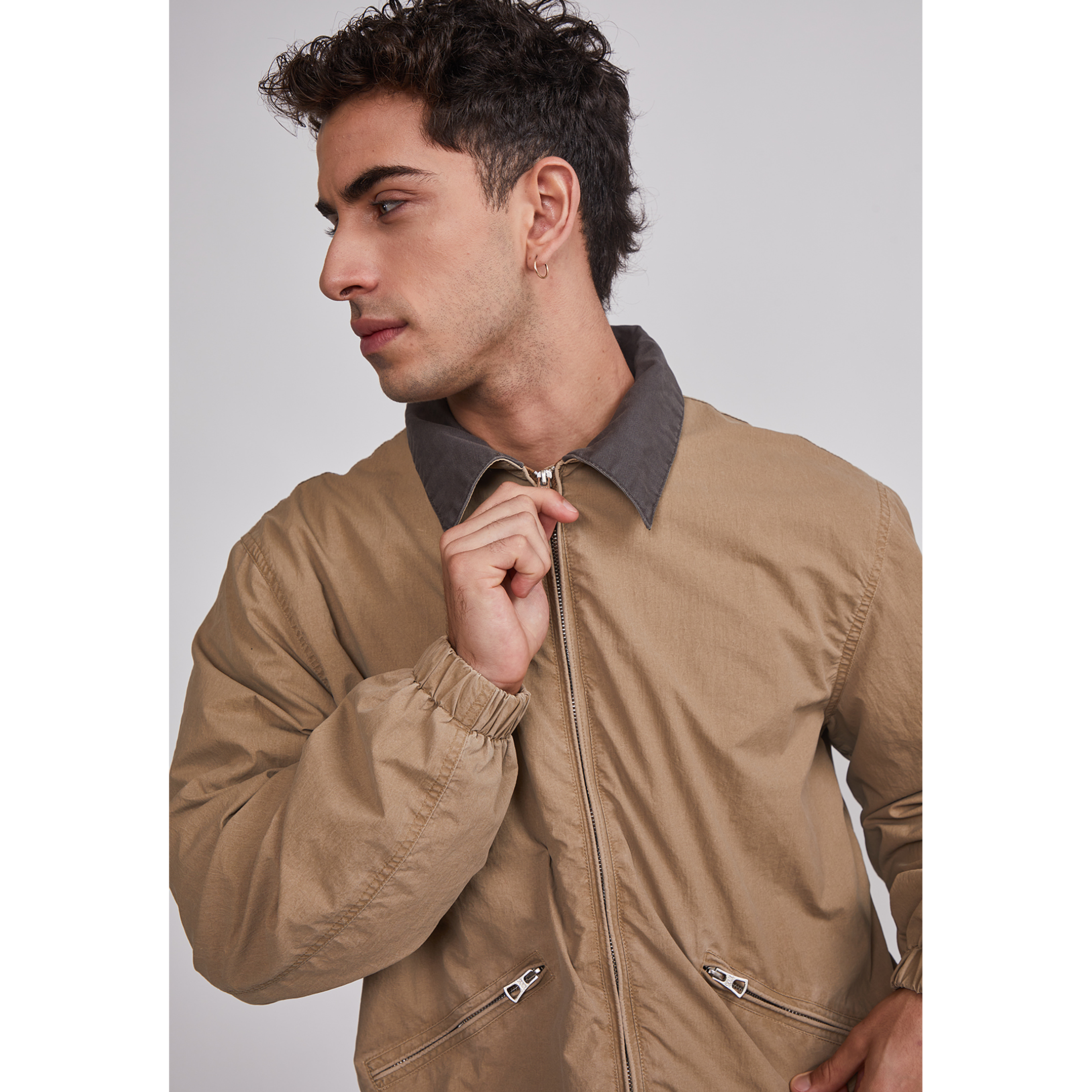 Chaqueta Hombre Cuello Contraste Café Sioux 4