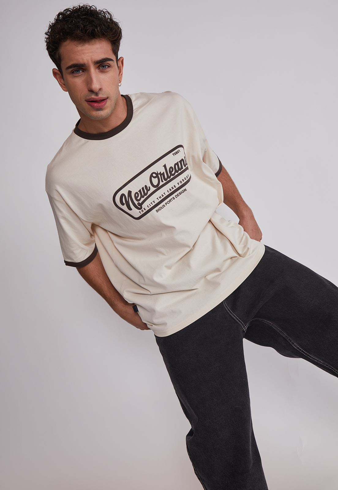 Polera Hombre Contraste Beige Sioux 4