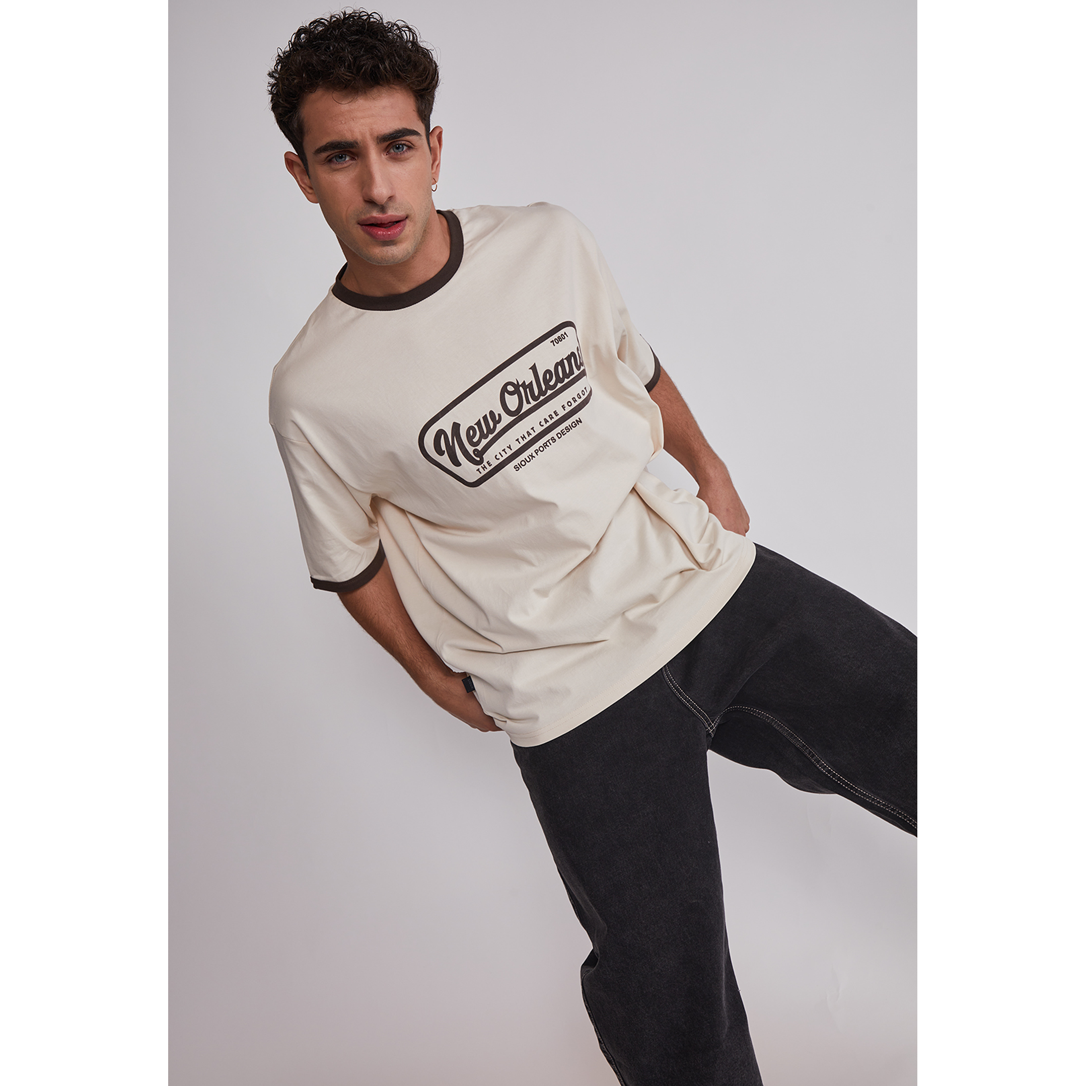 Polera Hombre Contraste Beige Sioux 3