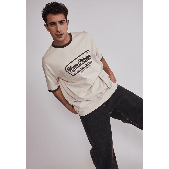 Polera Hombre Contraste Beige Sioux 3