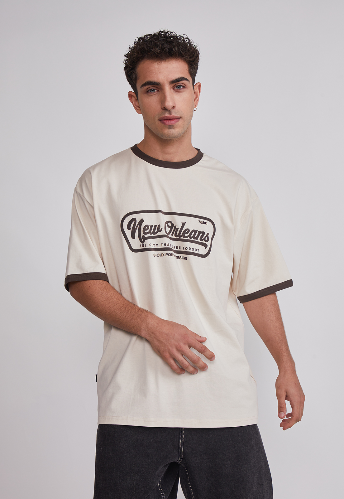Polera Hombre Contraste Beige Sioux 1