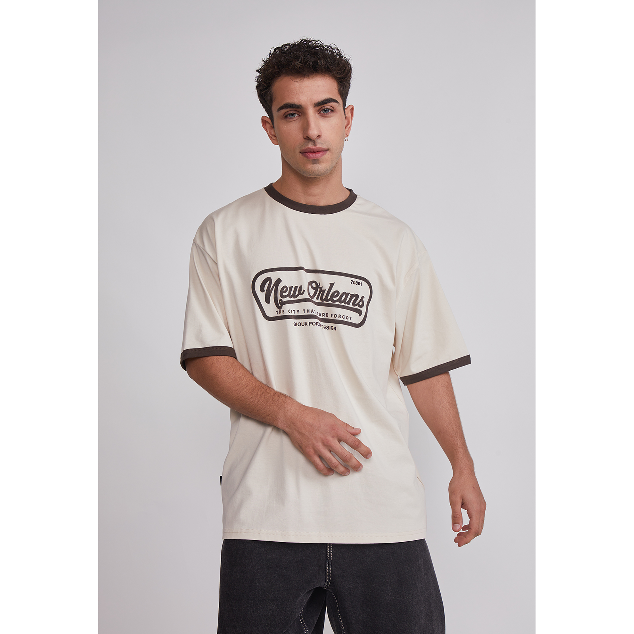 Polera Hombre Contraste Beige Sioux 1