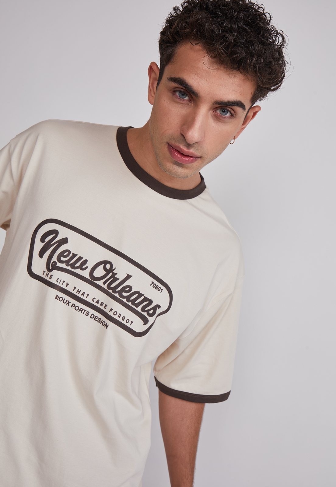 Polera Hombre Contraste Beige Sioux 5