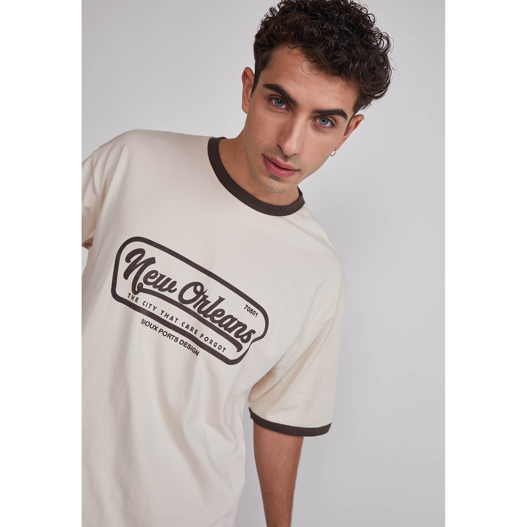 Polera Hombre Contraste Beige Sioux 4