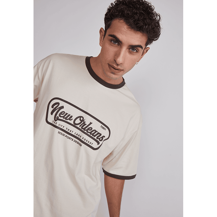 Polera Hombre Contraste Beige Sioux 4