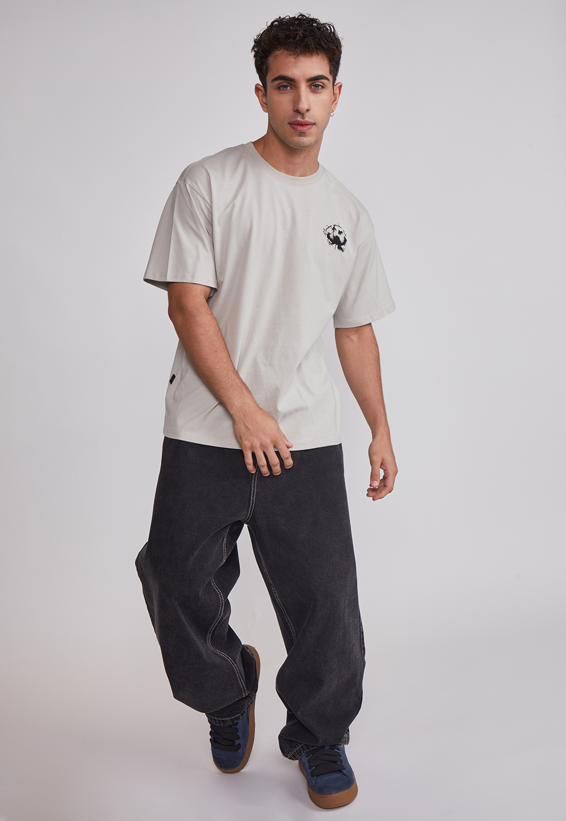 Polera Hombre Flor Grande Gris Sioux 3