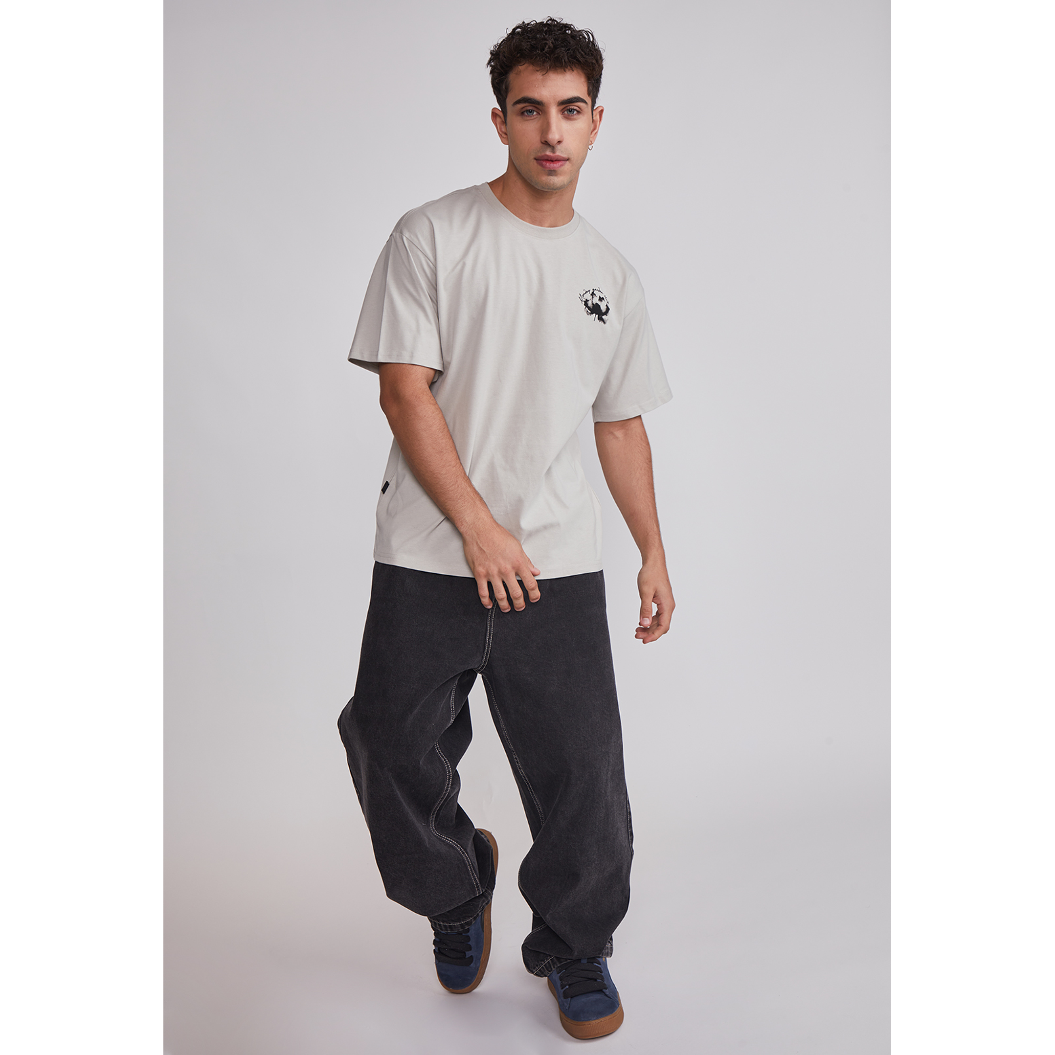 Polera Hombre Flor Grande Gris Sioux 2