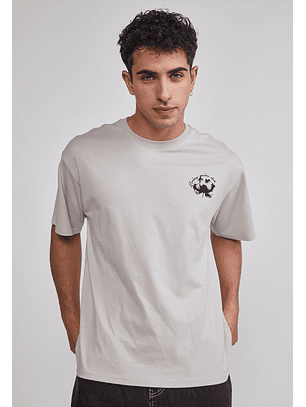 Polera Hombre Flor Grande Gris Sioux