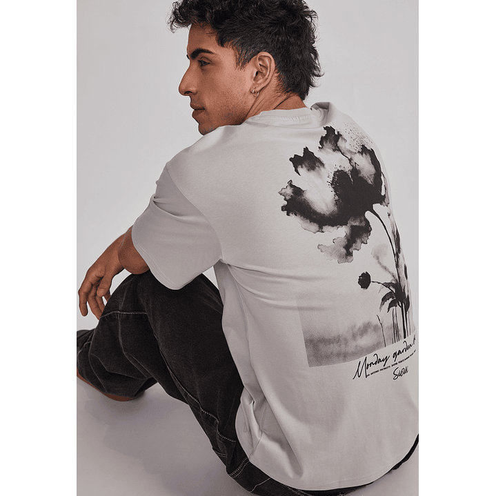 Polera Hombre Flor Grande Gris Sioux 5