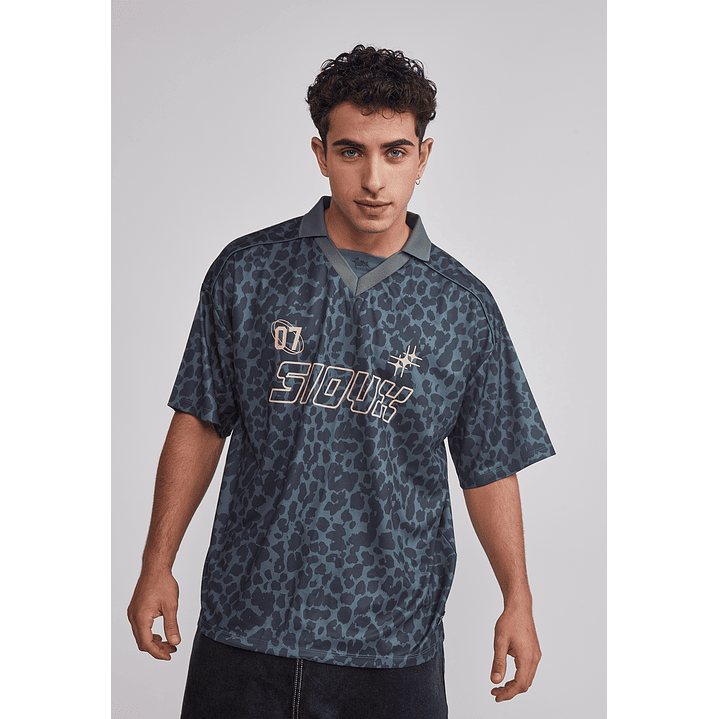 Polera Hombre Leopardo Boxy Verde Sioux 1