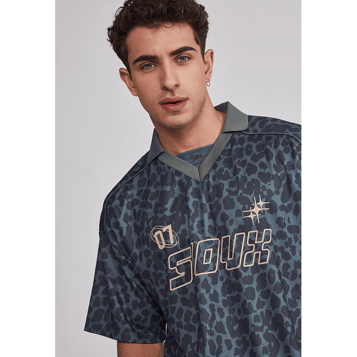 Polera Hombre Leopardo Boxy Verde Sioux 3