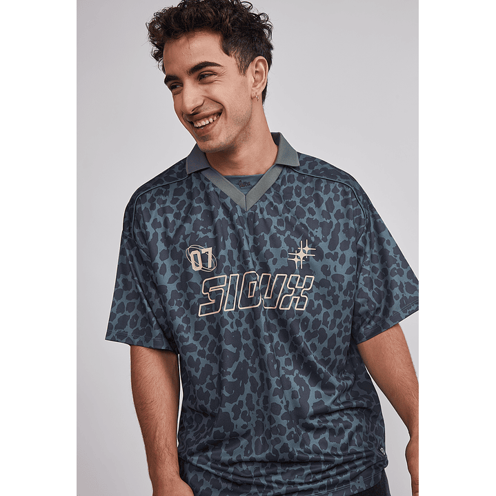 Polera Hombre Leopardo Boxy Verde Sioux 4