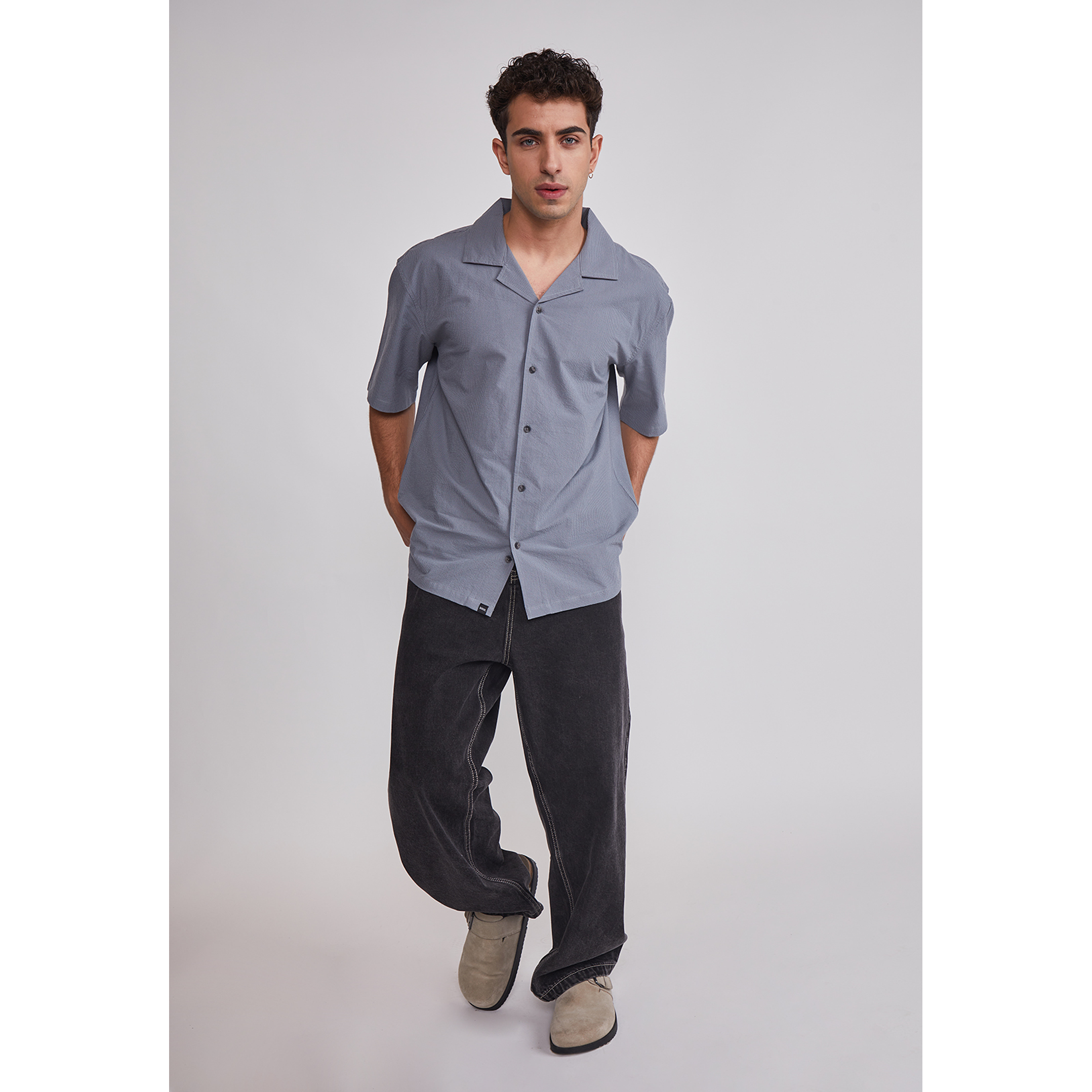 Camisa Hombre Boxy Fit Gris Sioux 2