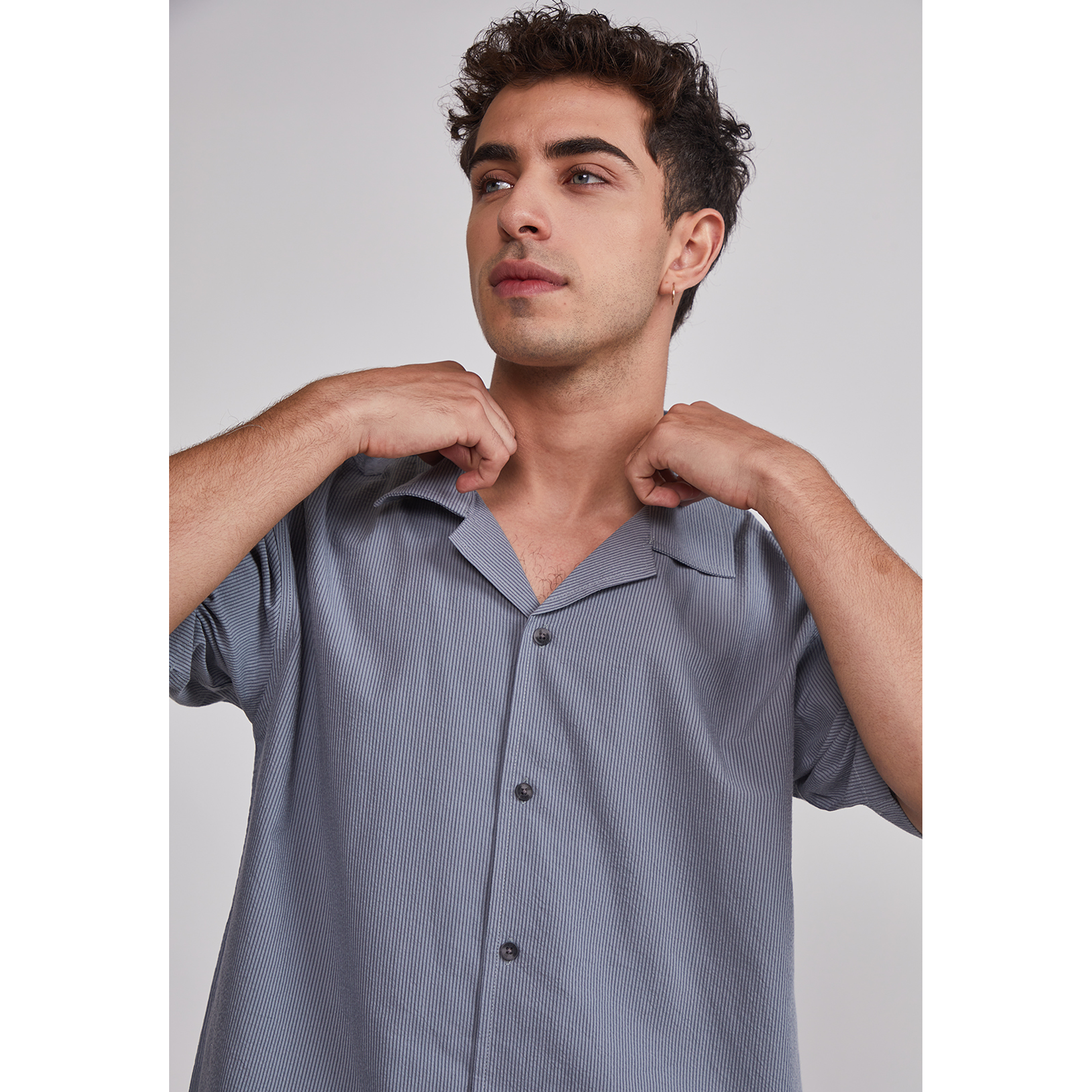 Camisa Hombre Boxy Fit Gris Sioux 3