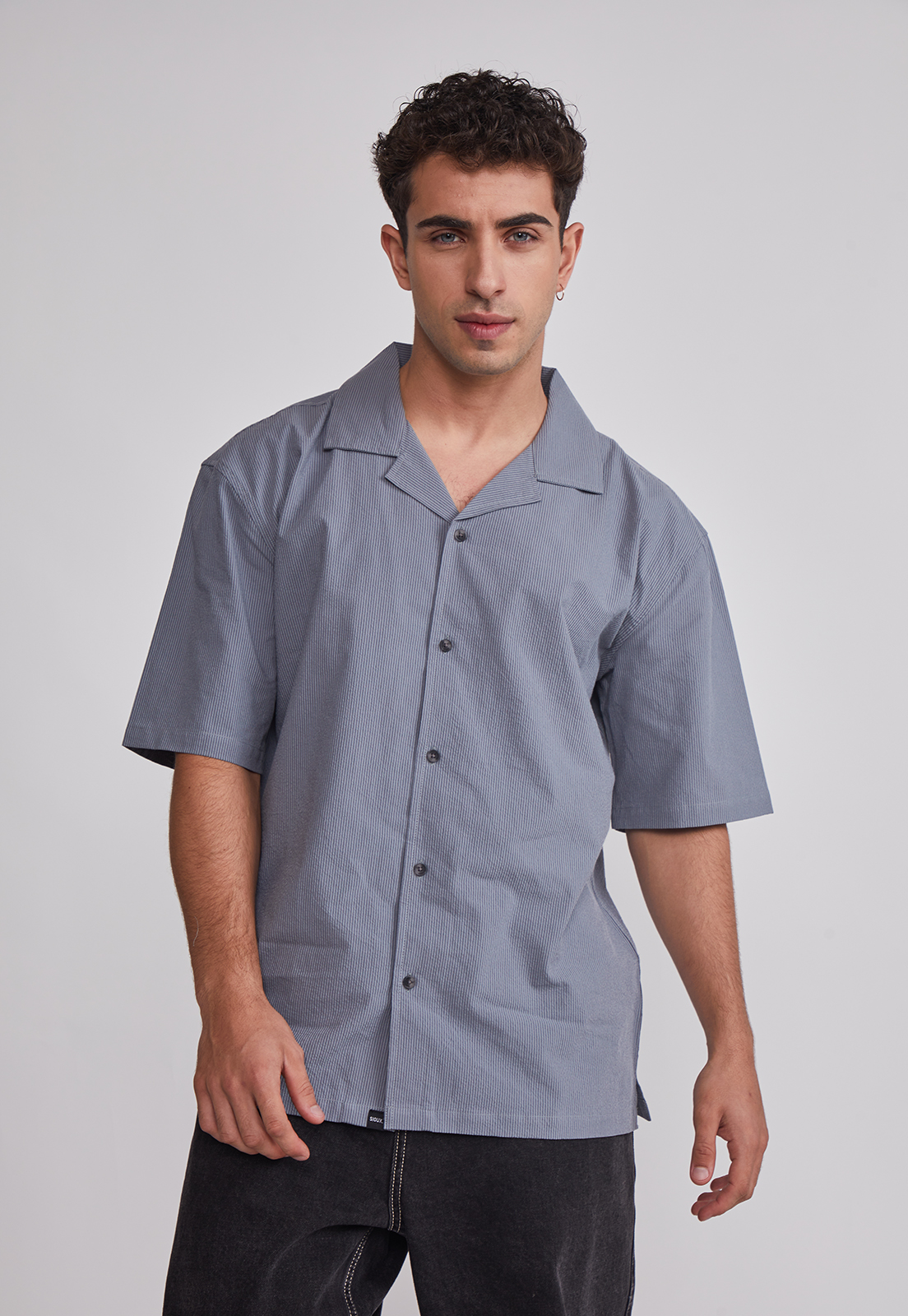Camisa Hombre Boxy Fit Gris Sioux 1