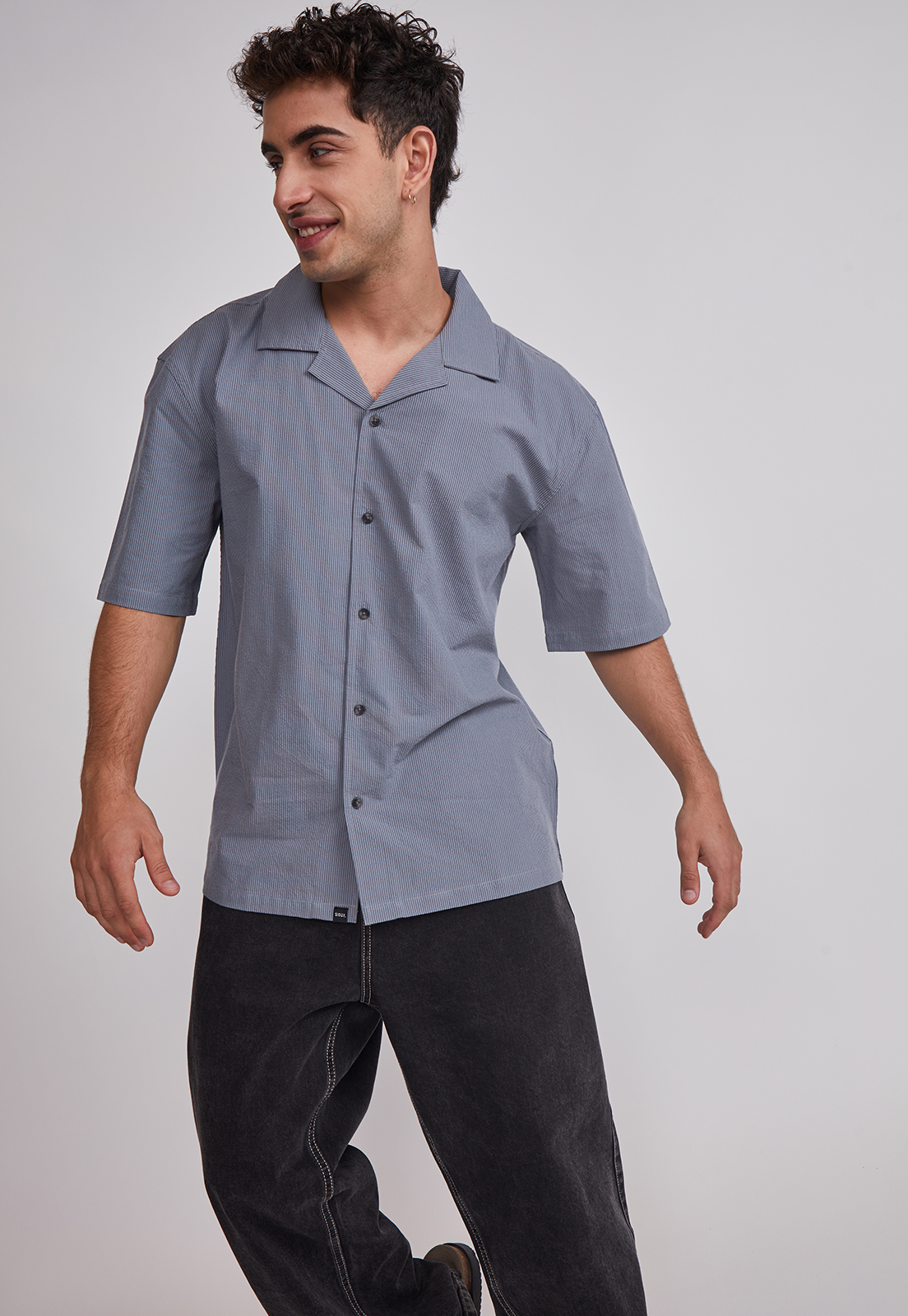 Camisa Hombre Boxy Fit Gris Sioux 5