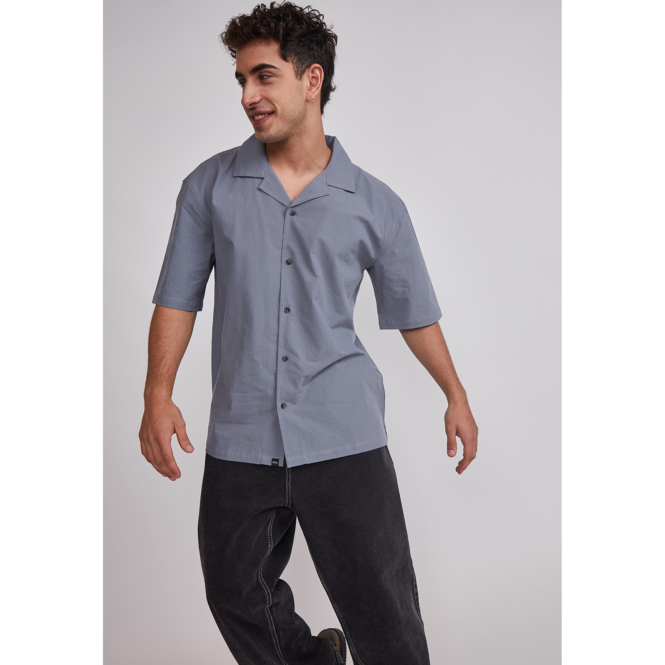 Camisa Hombre Boxy Fit Gris Sioux 4