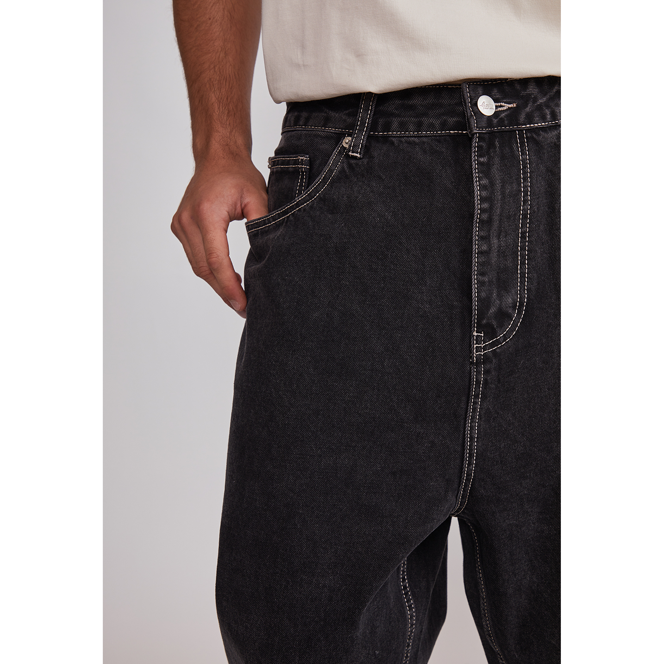 Jeans Hombre Baggy Cierre Negro Sioux 3