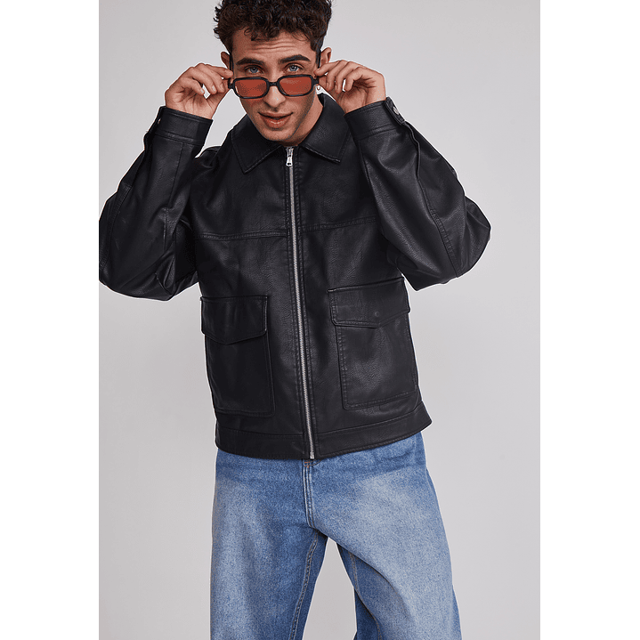 Chaqueta Hombre Eco Cuero Boxy Fit Negro Sioux 3