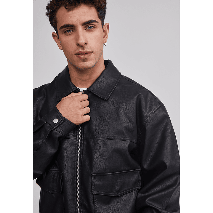 Chaqueta Hombre Eco Cuero Boxy Fit Negro Sioux 4
