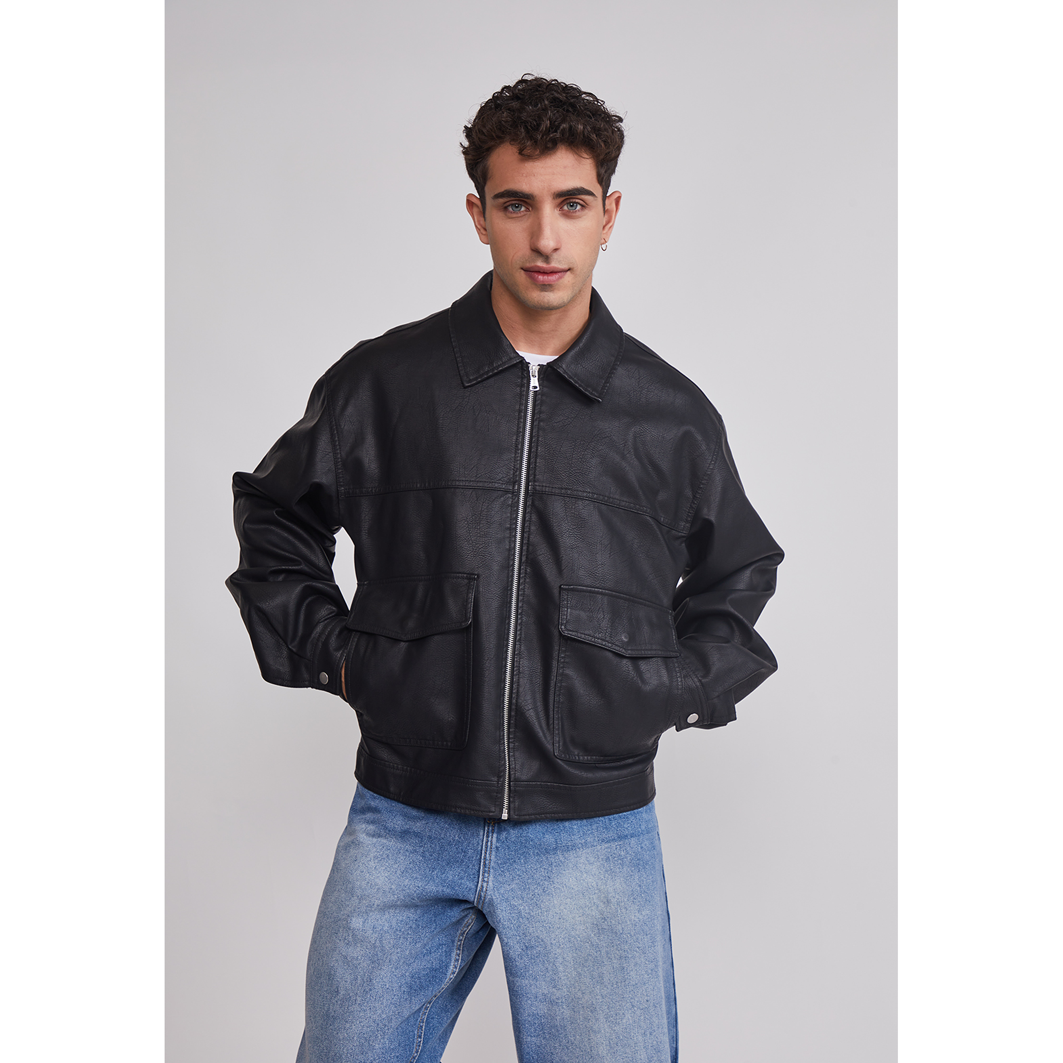 Chaqueta Hombre Eco Cuero Boxy Fit Negro Sioux 1