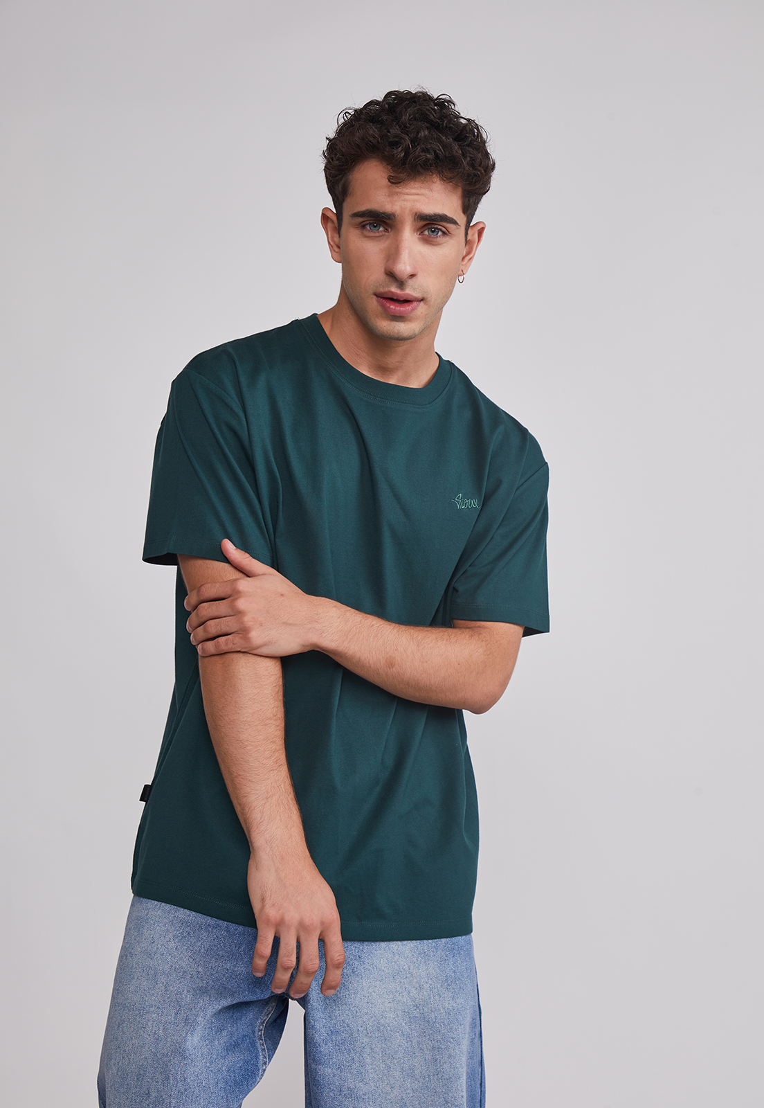 Polera Hombre Basic Lisa Verde Sioux 1