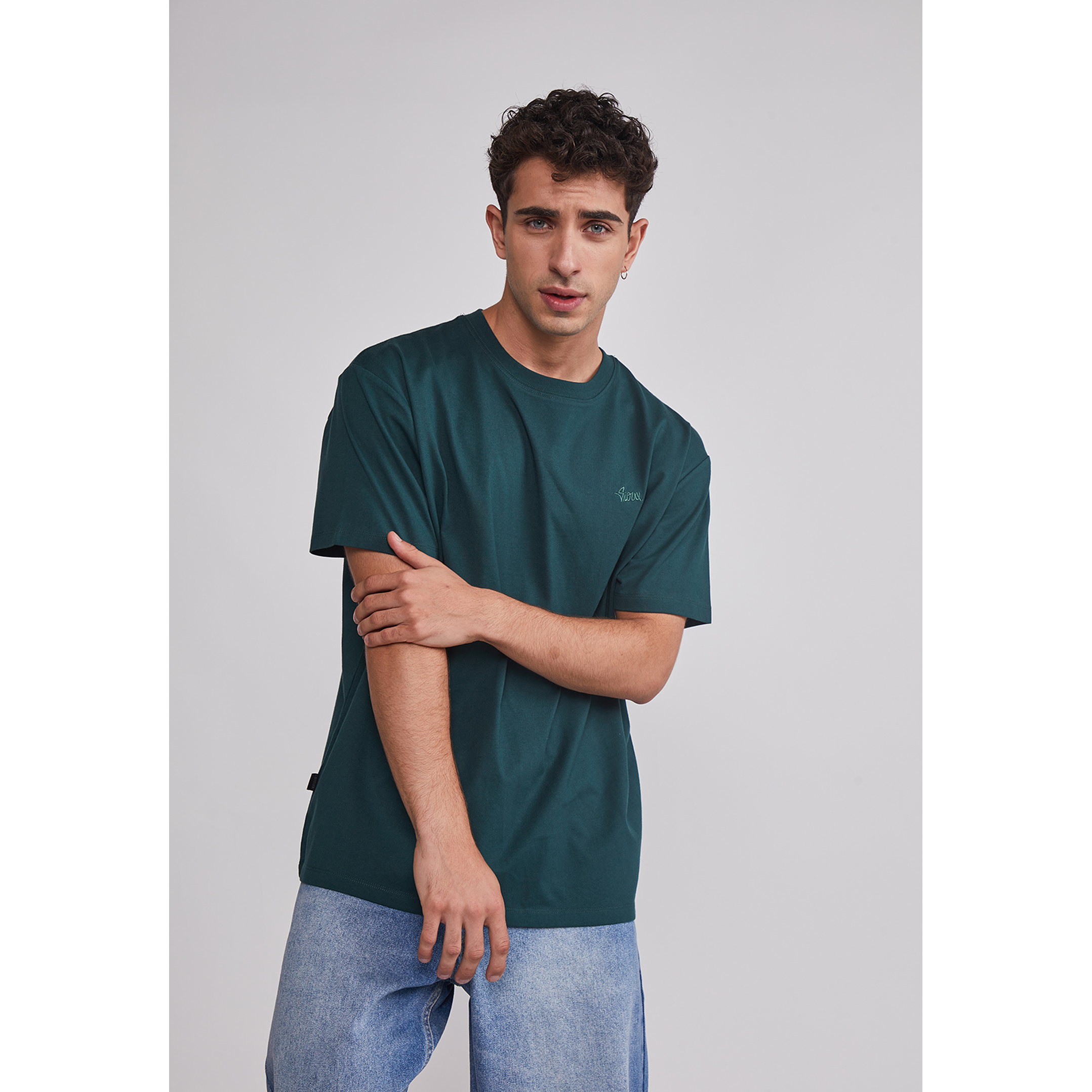 Polera Hombre Basic Lisa Verde Sioux 1