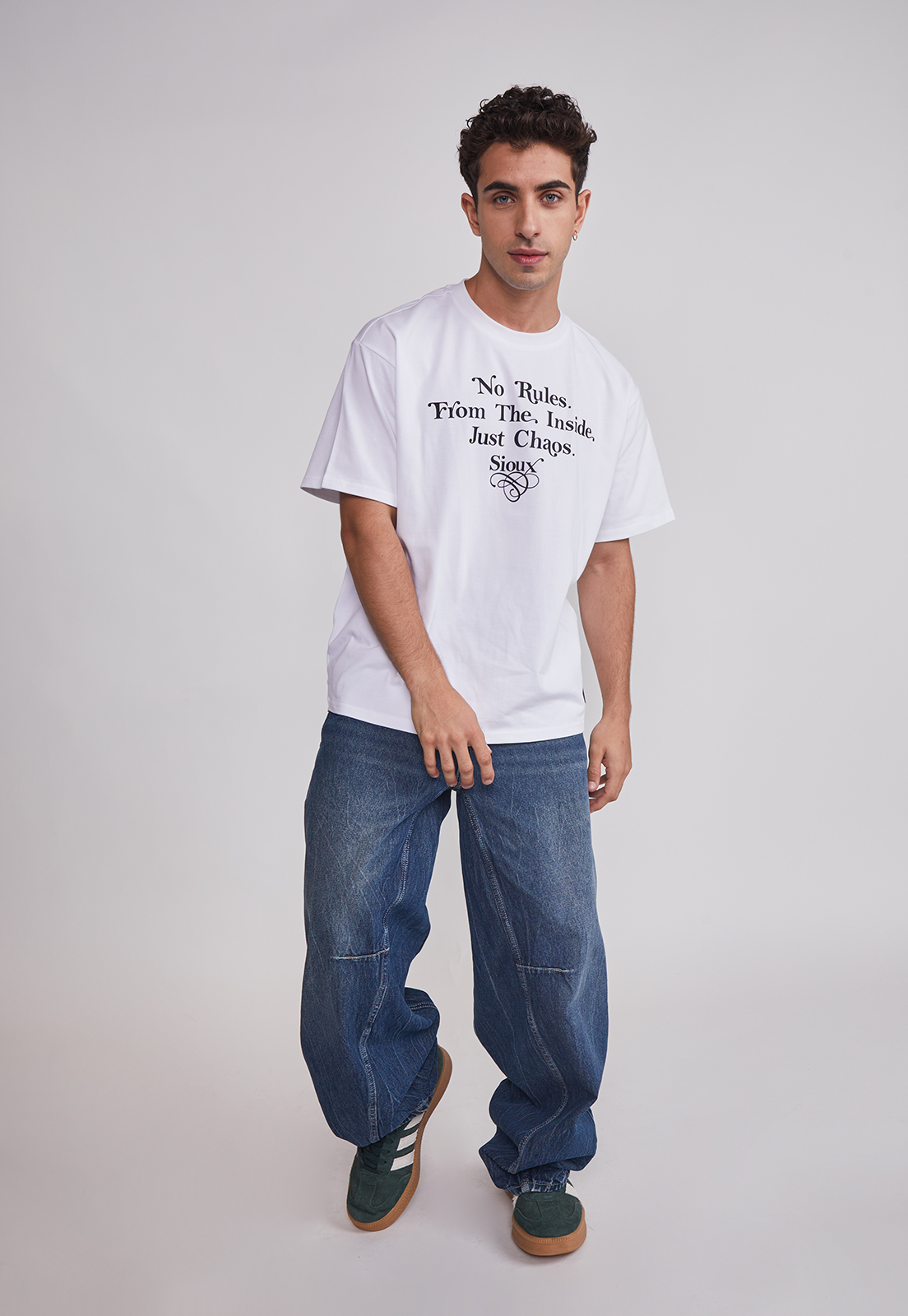 Polera Hombre Relaxed Gorras Blanco Sioux 3