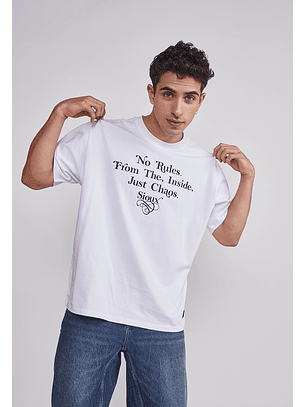 Polera Hombre Relaxed Gorras Blanco Sioux