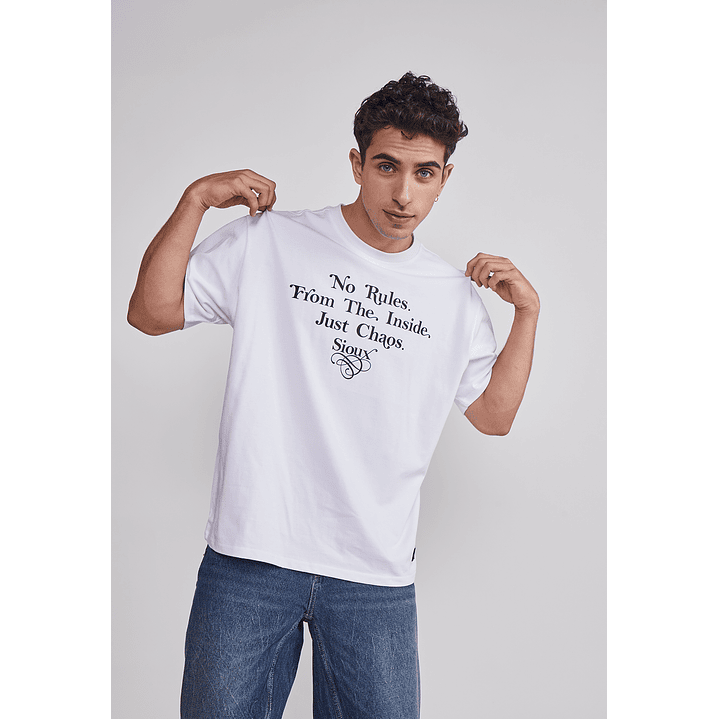 Polera Hombre Relaxed Gorras Blanco Sioux 1