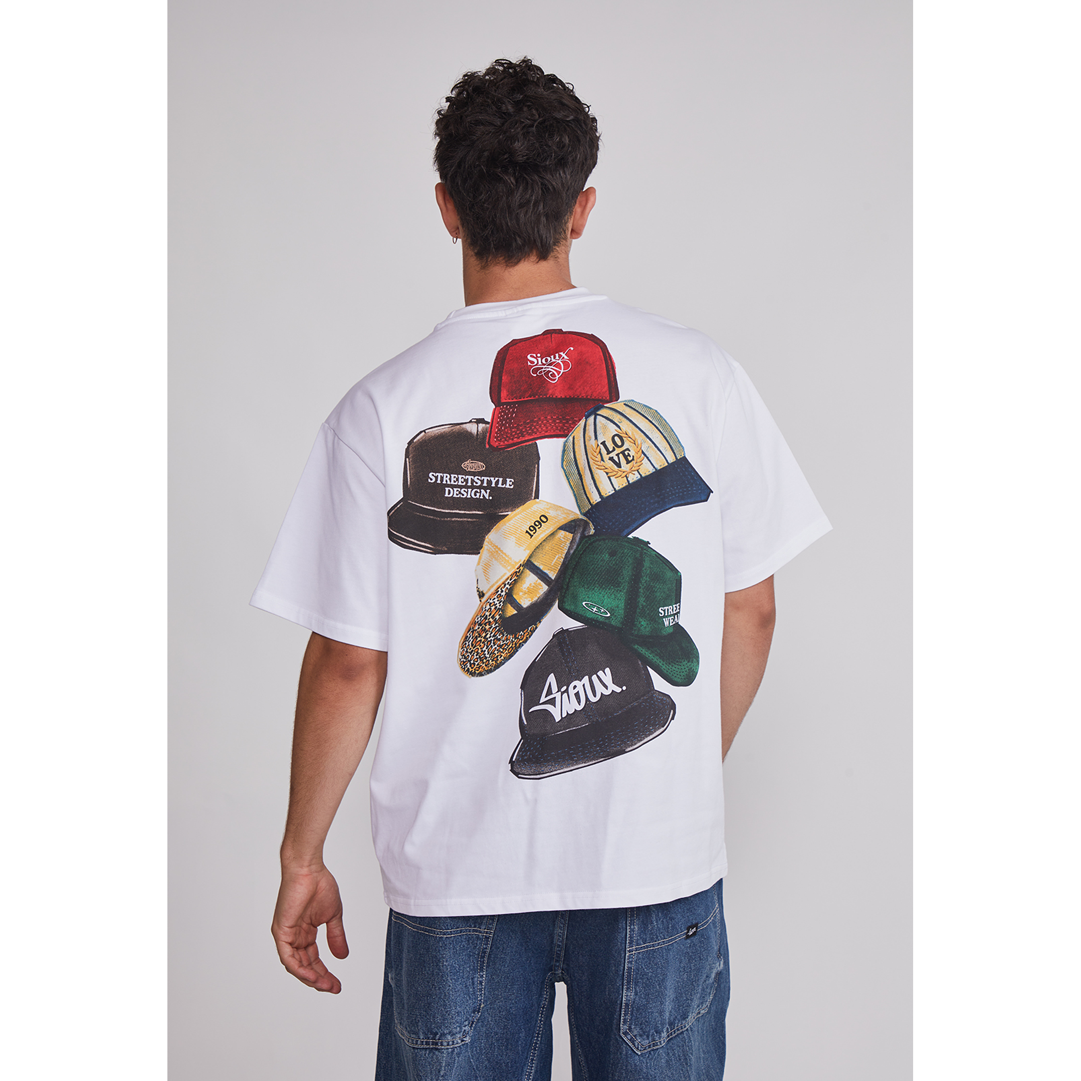 Polera Hombre Relaxed Gorras Blanco Sioux 5