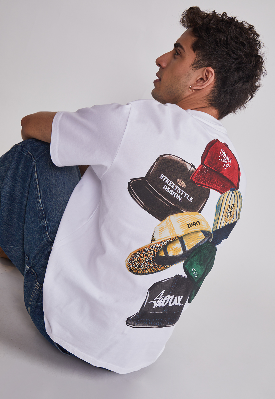 Polera Hombre Relaxed Gorras Blanco Sioux 4