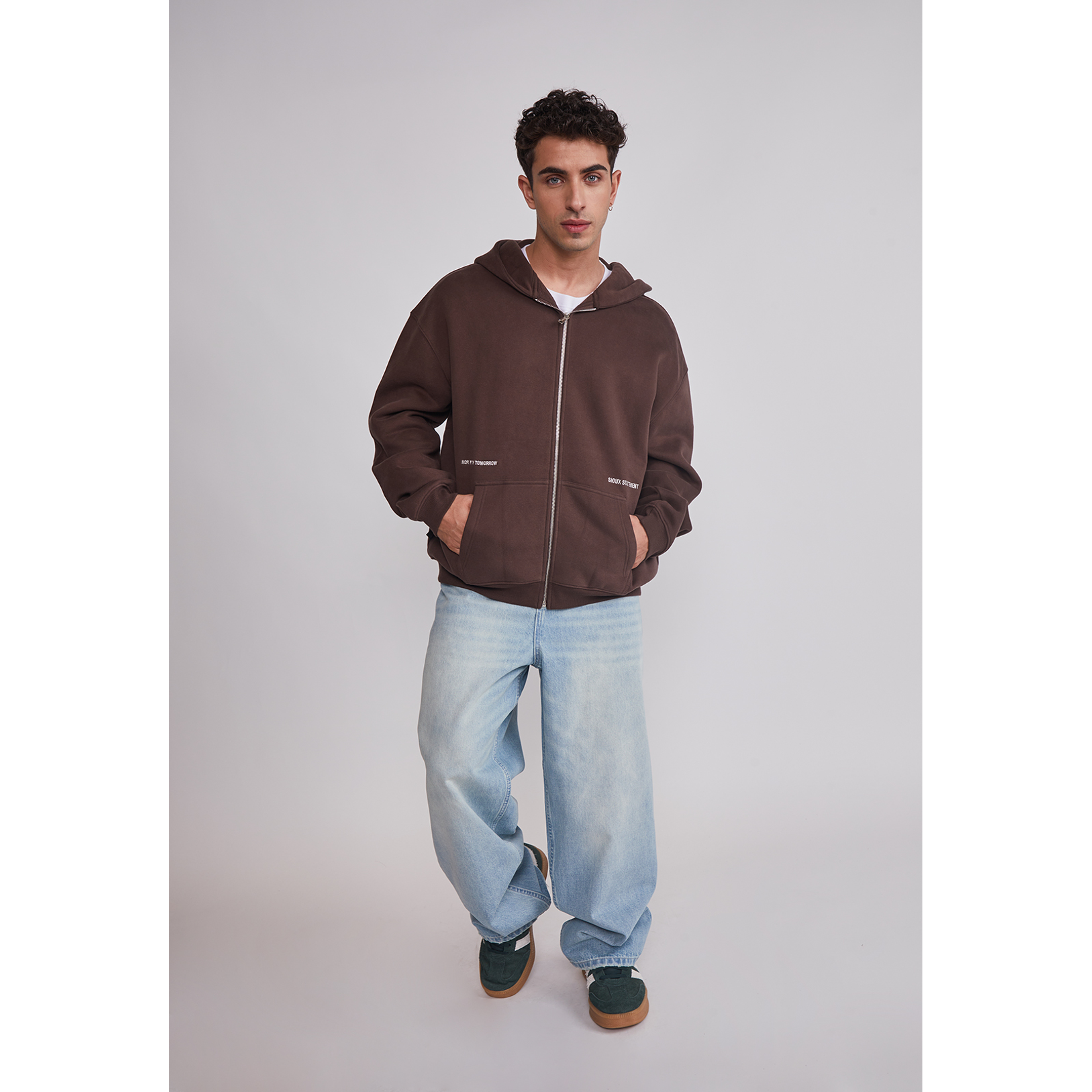 Polerón Hombre Cierre Print Café Sioux 2