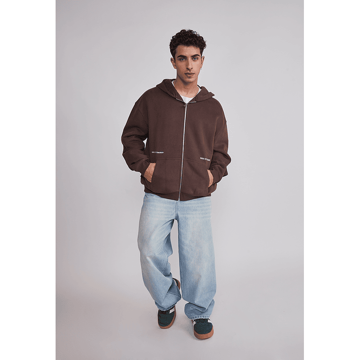 Polerón Hombre Cierre Print Café Sioux 2