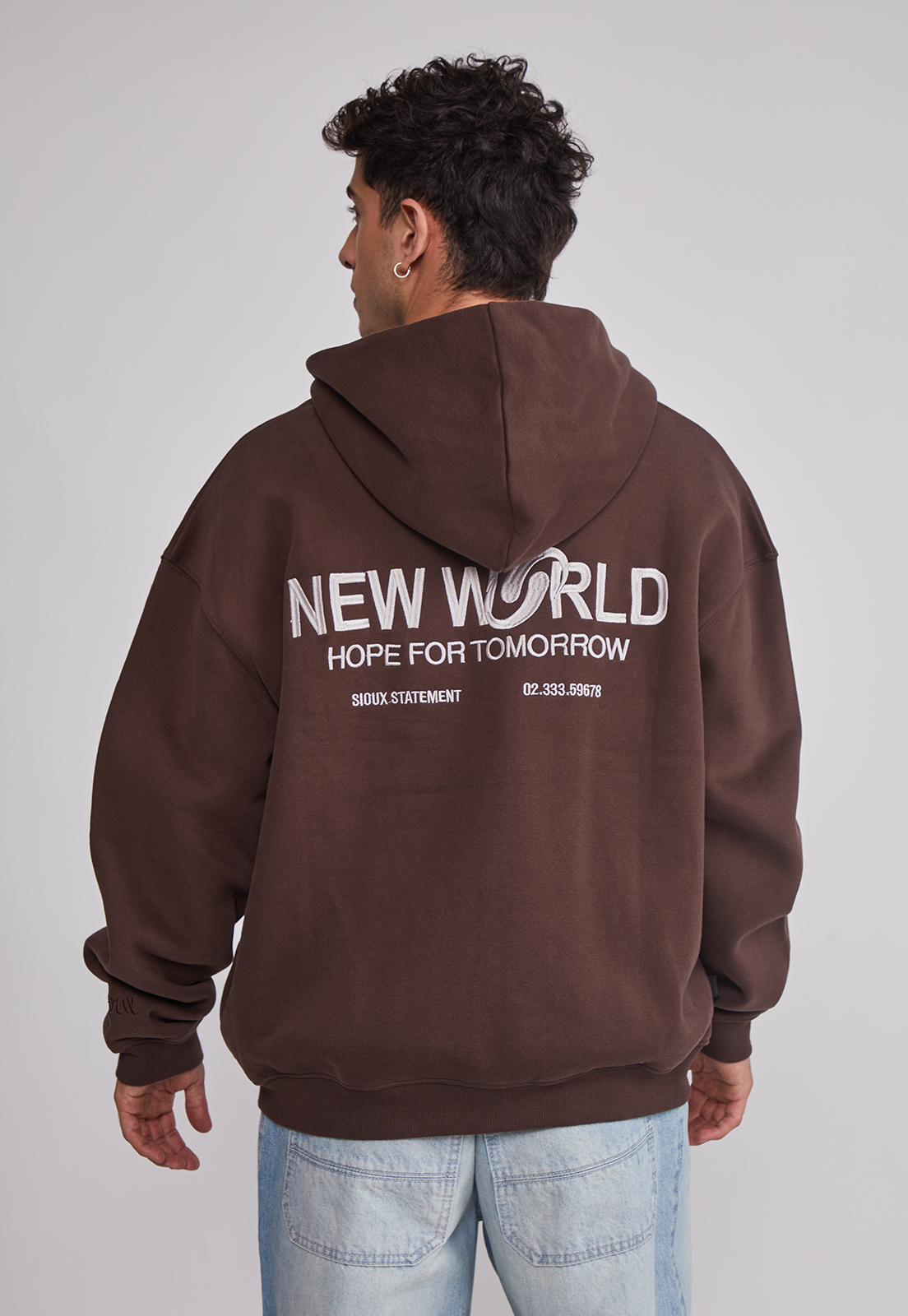 Polerón Hombre Cierre Print Café Sioux 2