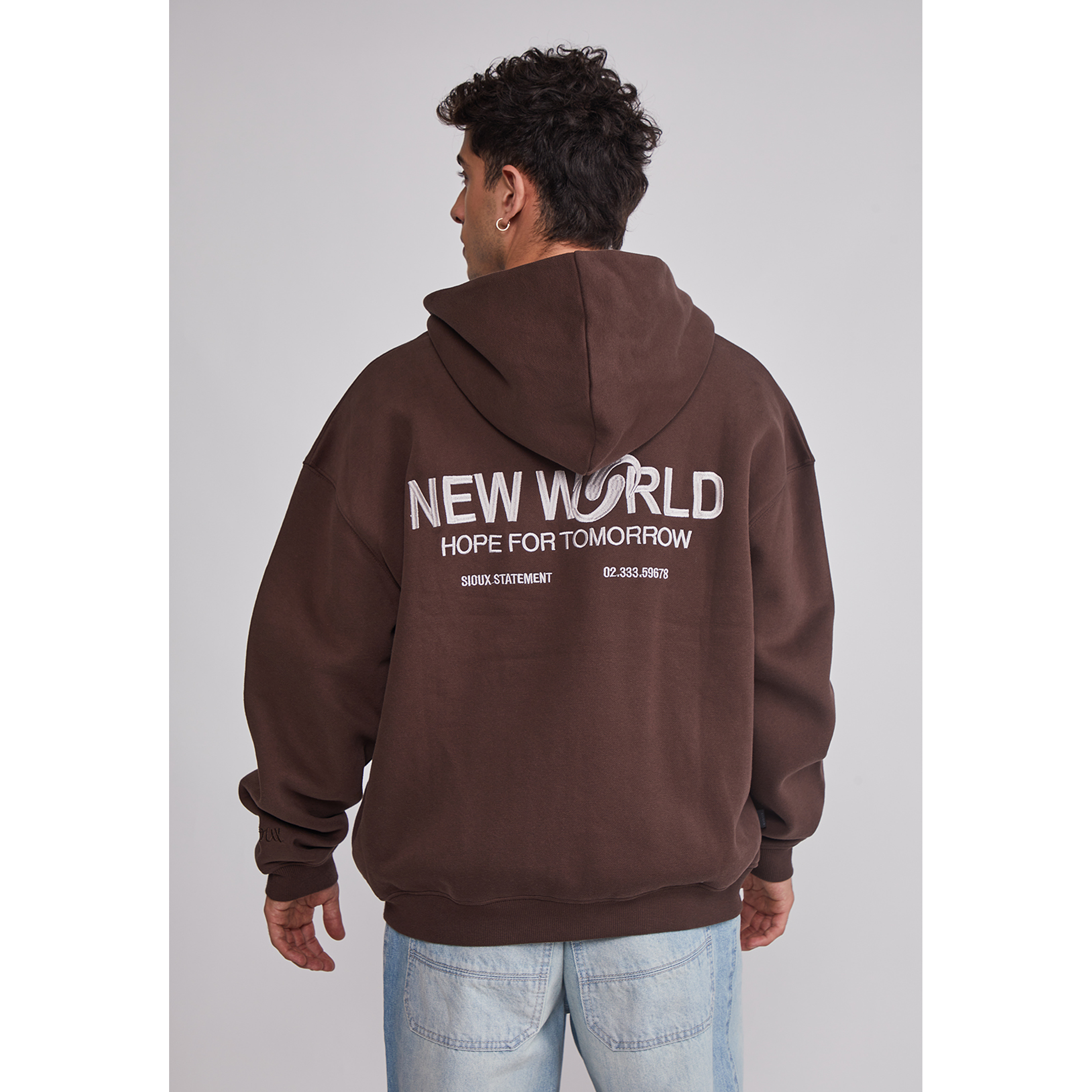 Polerón Hombre Cierre Print Café Sioux 5