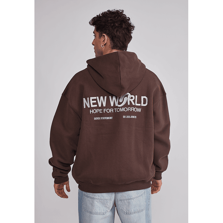 Polerón Hombre Cierre Print Café Sioux 5