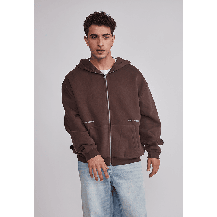 Polerón Hombre Cierre Print Café Sioux 1