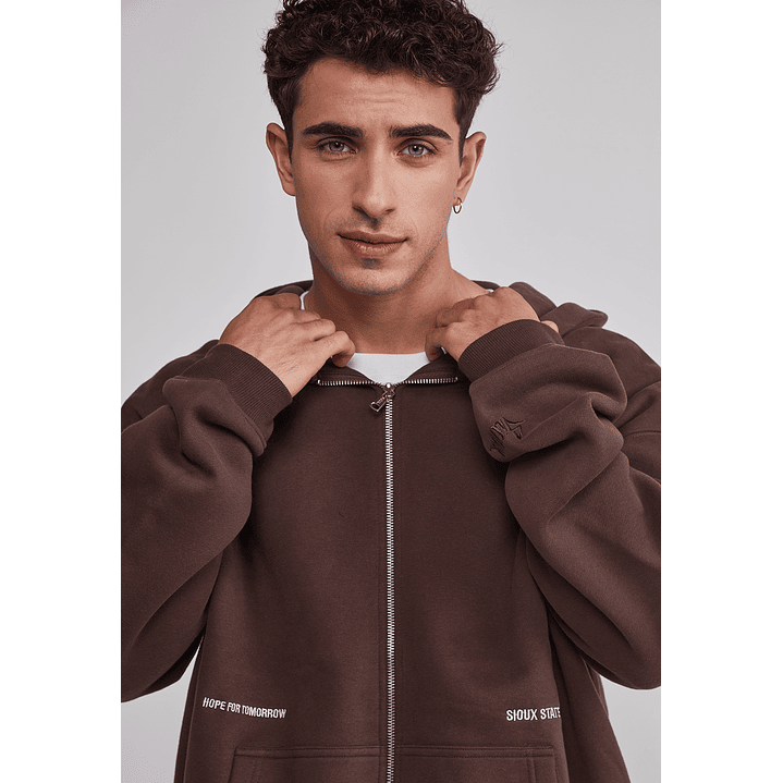 Polerón Hombre Cierre Print Café Sioux 4