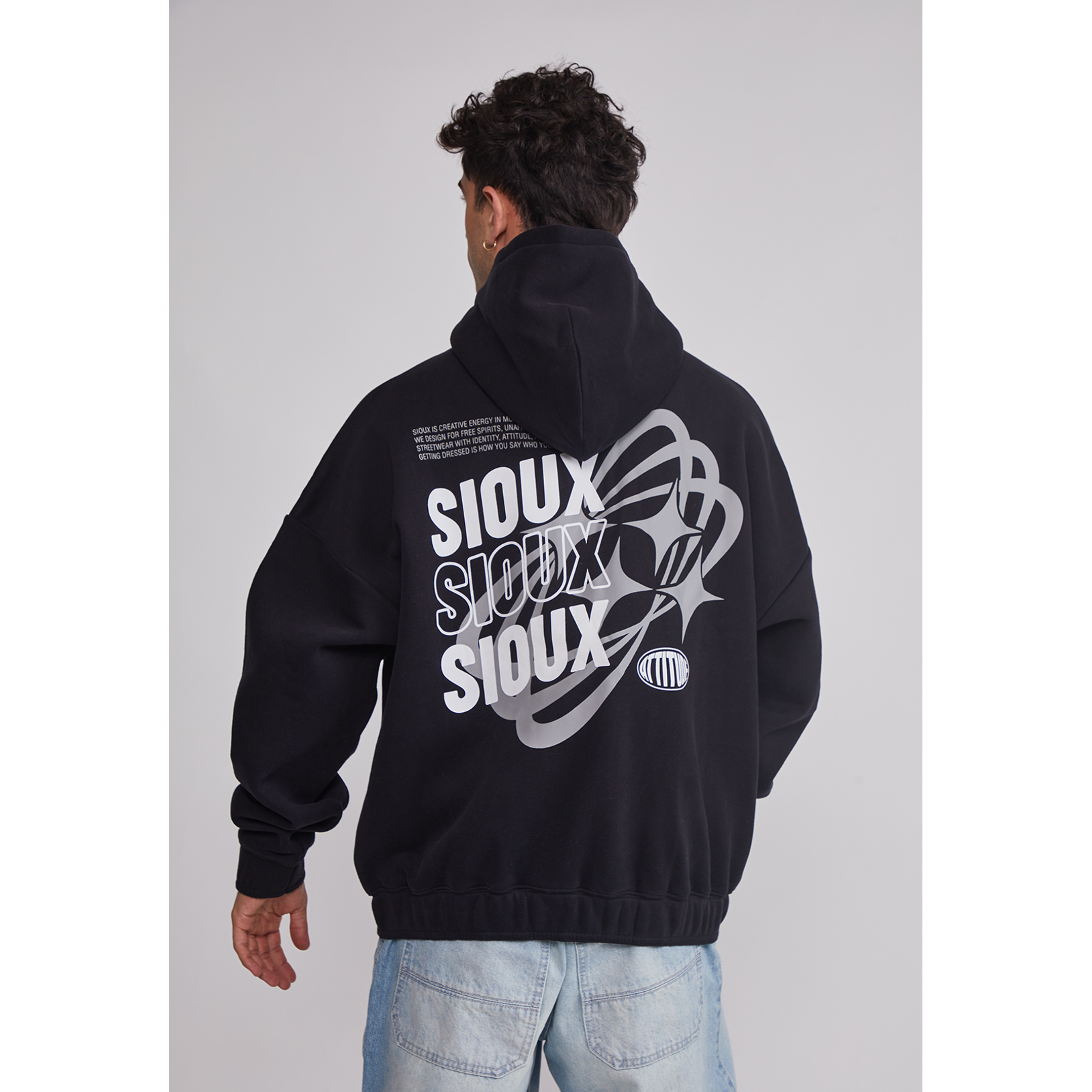 Polerón Hombre Cierre Boxy Fit Negro Sioux 5